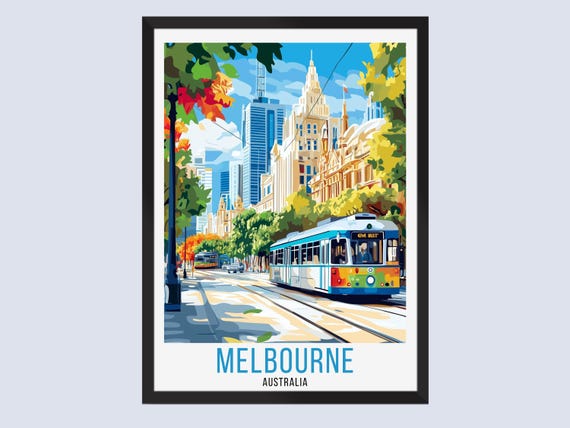 Melbourne Travel Poster Australia Print Wall Art Home Decor City Gift