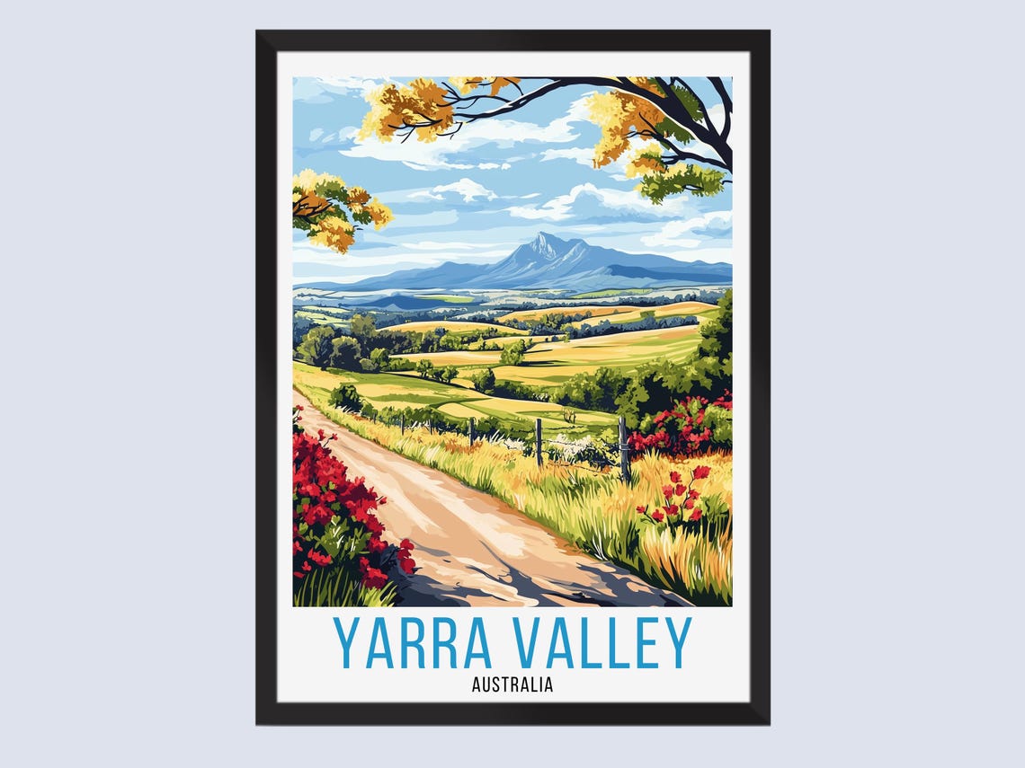 Yarra Valley Australia Vintage Travel Art Rolling Hills Poster