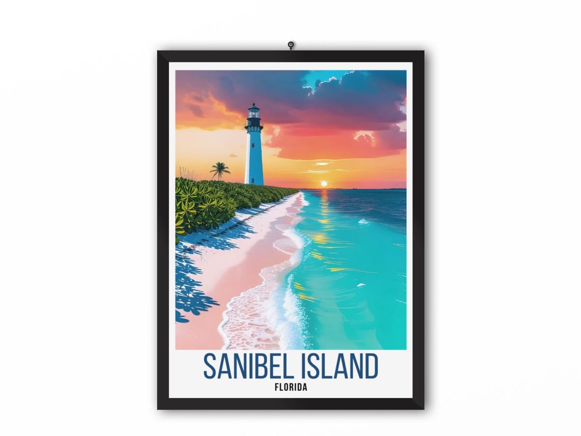 Sanibel Island Florida Travel Print Sanibel Island Poster Florida Island Wall Art Sanibel Island Decor Florida Poster Florida Travel Art - Image 4