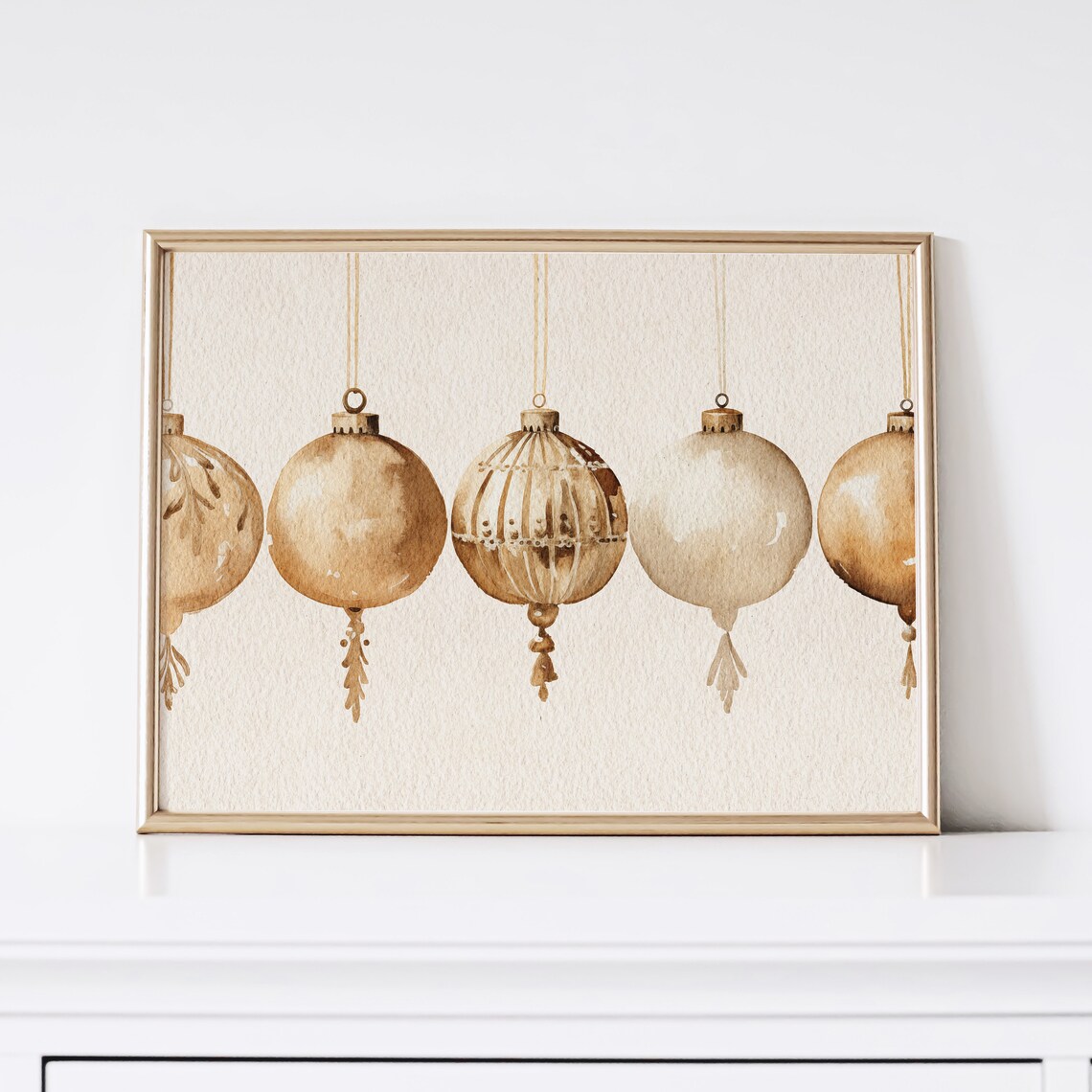 Vintage Christmas Gold Ornament Art Print