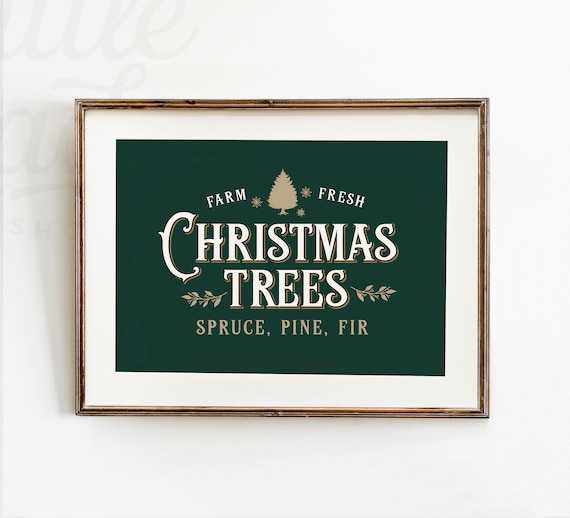 Fresh Cut Trees Christmas Print, Vintage Holiday Decor