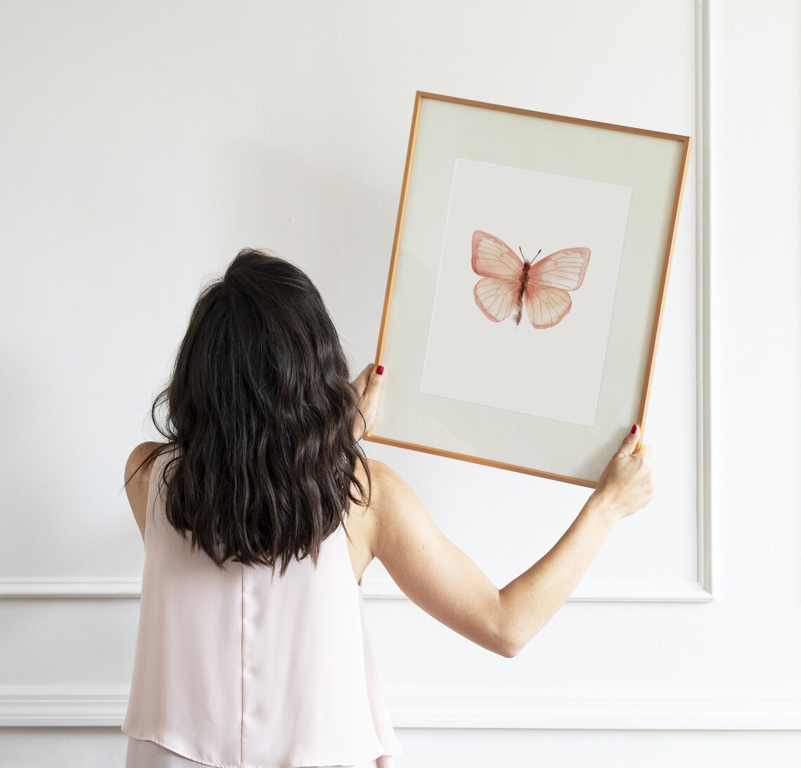 Butterfly Watercolor Art Print, Blush Pink Nursery Decor - Image 2