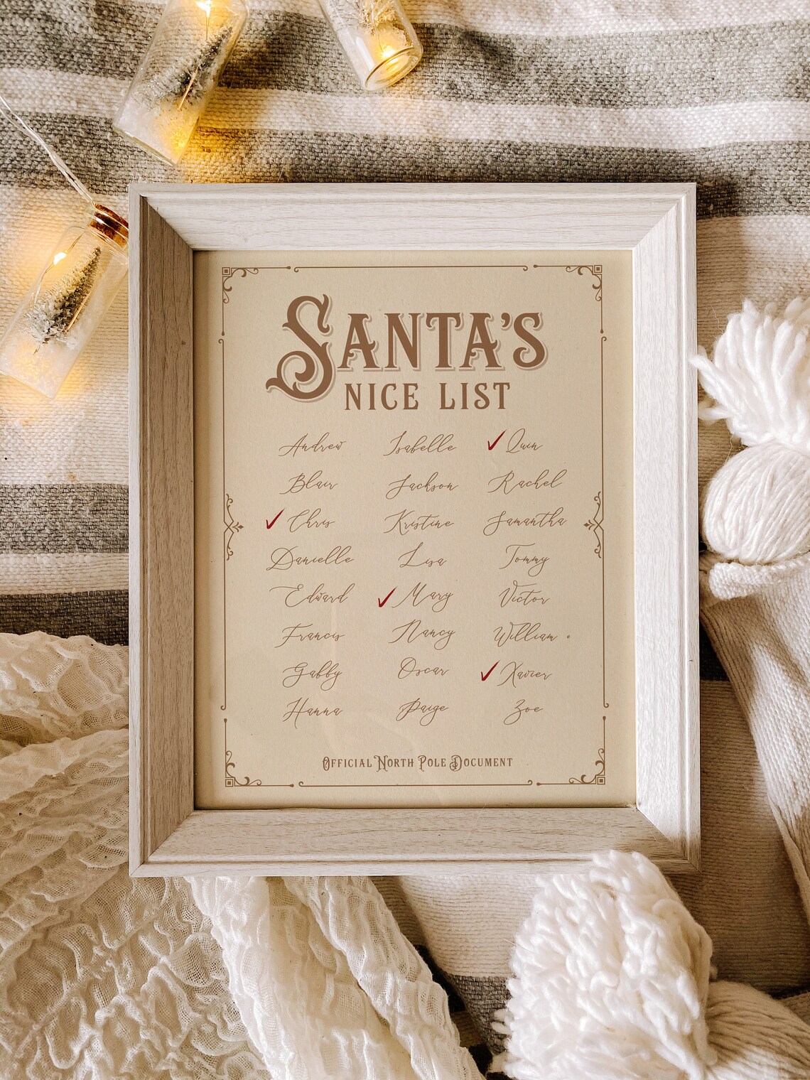 Custom Christmas Santas Nice List Art Print