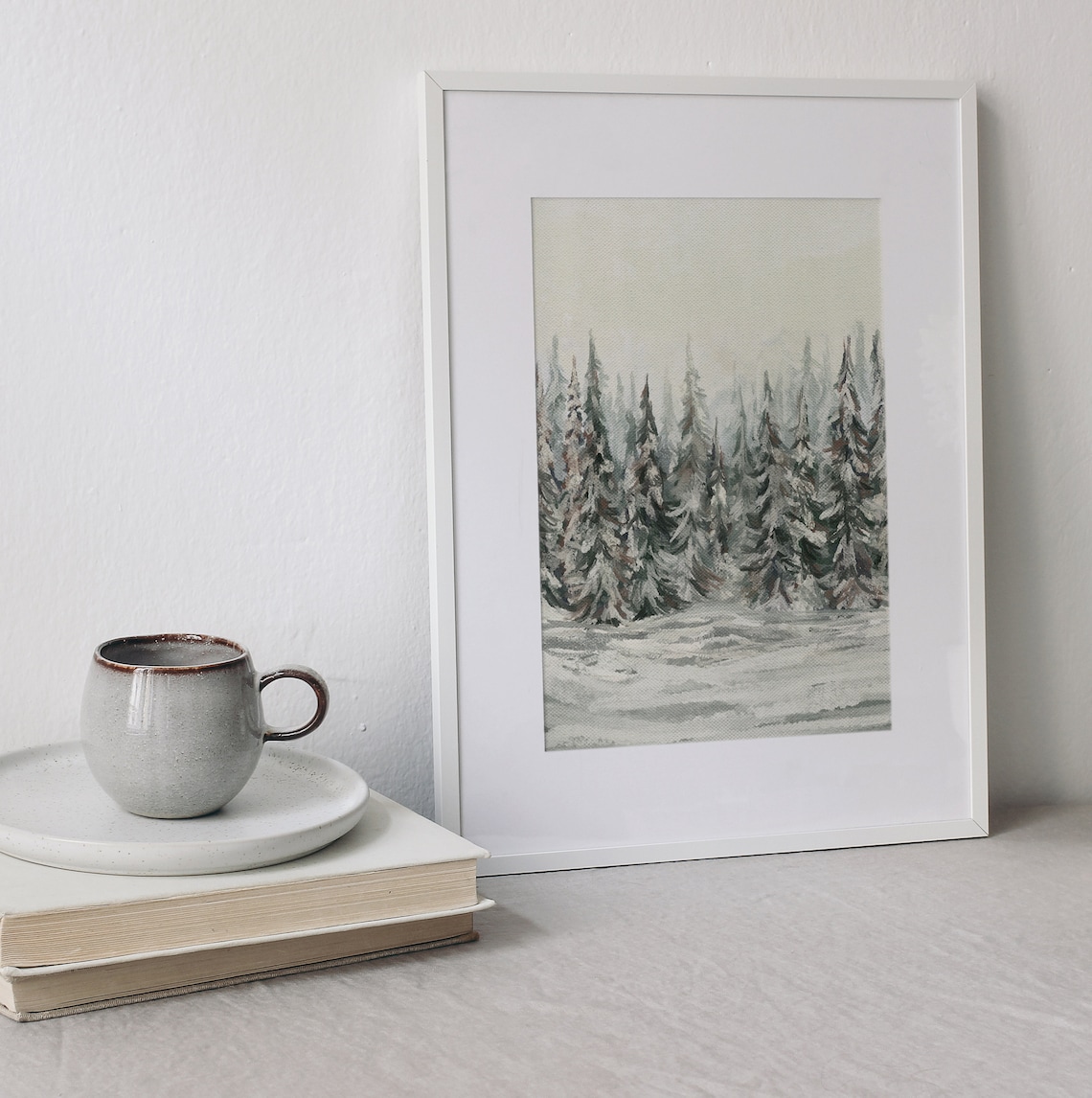 Winter Landscape Vintage Style Oil Painting Print - Image 2