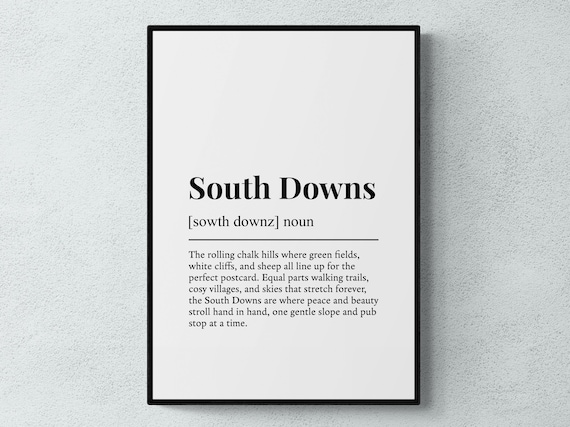 South Downs Funny Definition Poster England Chalk Hills Dictionary Art