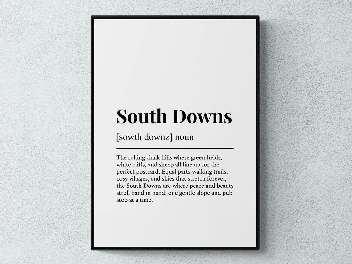 South Downs Funny Definition Poster England Chalk Hills Dictionary Art