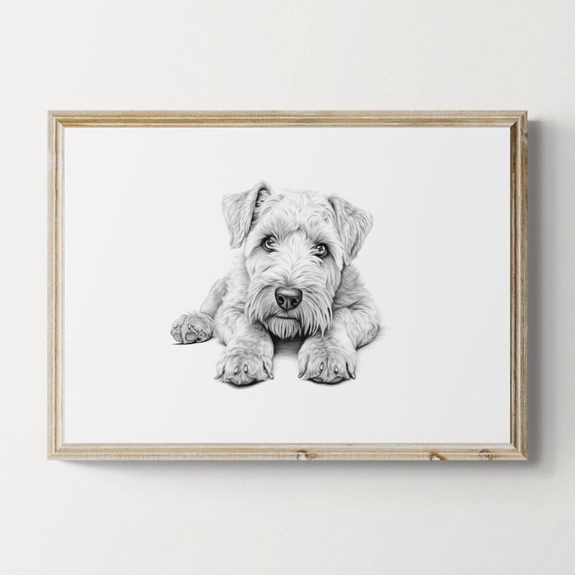 Soft Coated Wheaten Terrier Puppy Sketch Portrait Cute Dog Art Print