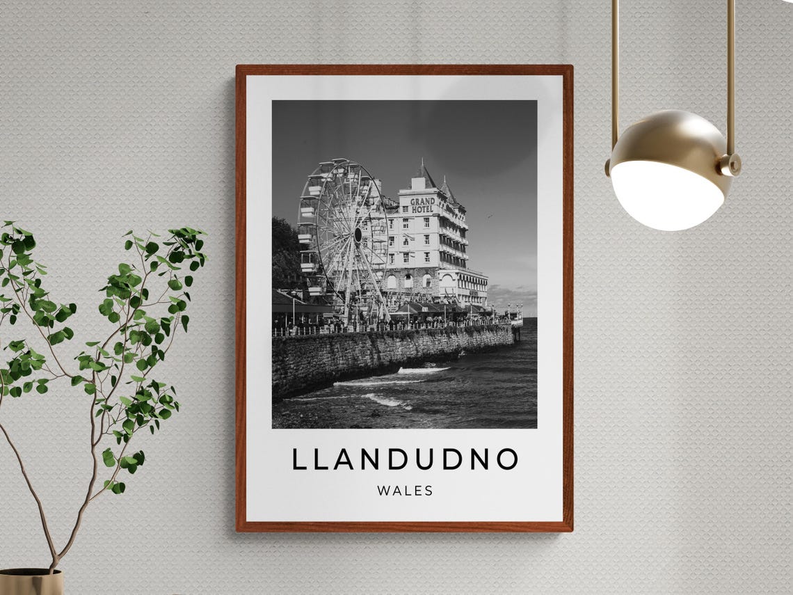 Llandudno Wales Pier Ferris Wheel Grand Hotel Seafront View Poster - Image 3