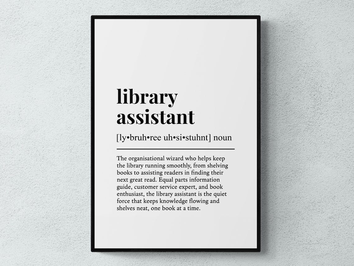 Library Assistant Funny Dictionary Definition Book Lover Gift Poster