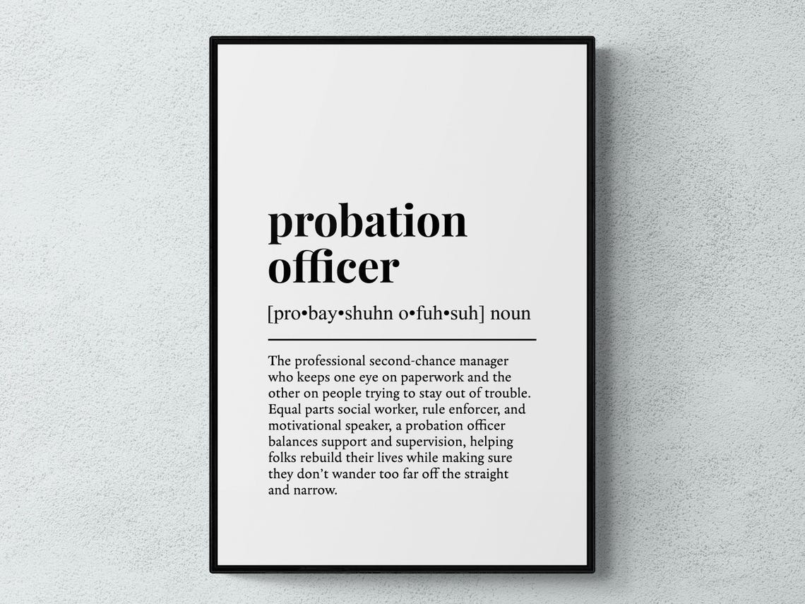Probation Officer Funny Definition Job Work Gift Wall Art Print