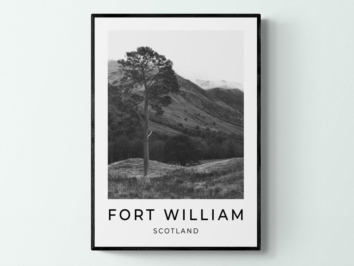 Fort William Scotland Lone Pine Highland Glen Misty Mountain Poster