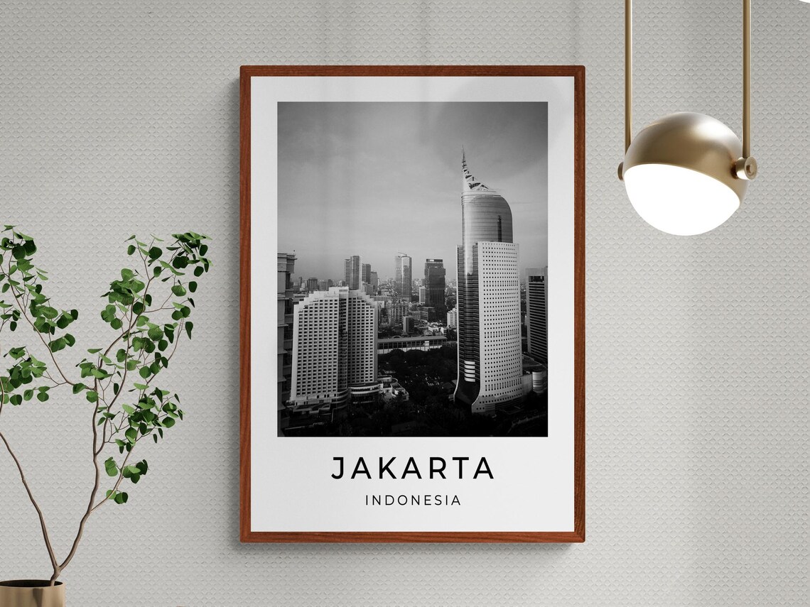 Jakarta Indonesia Modern Skyscrapers Skyline Black White Photo Poster - Image 3