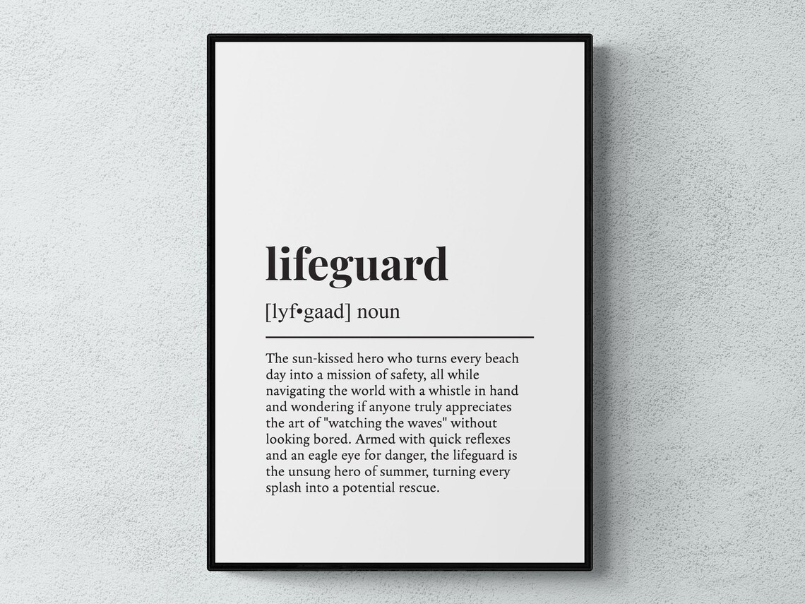 Lifeguard Funny Definition Job Work Gift Wall Art Print