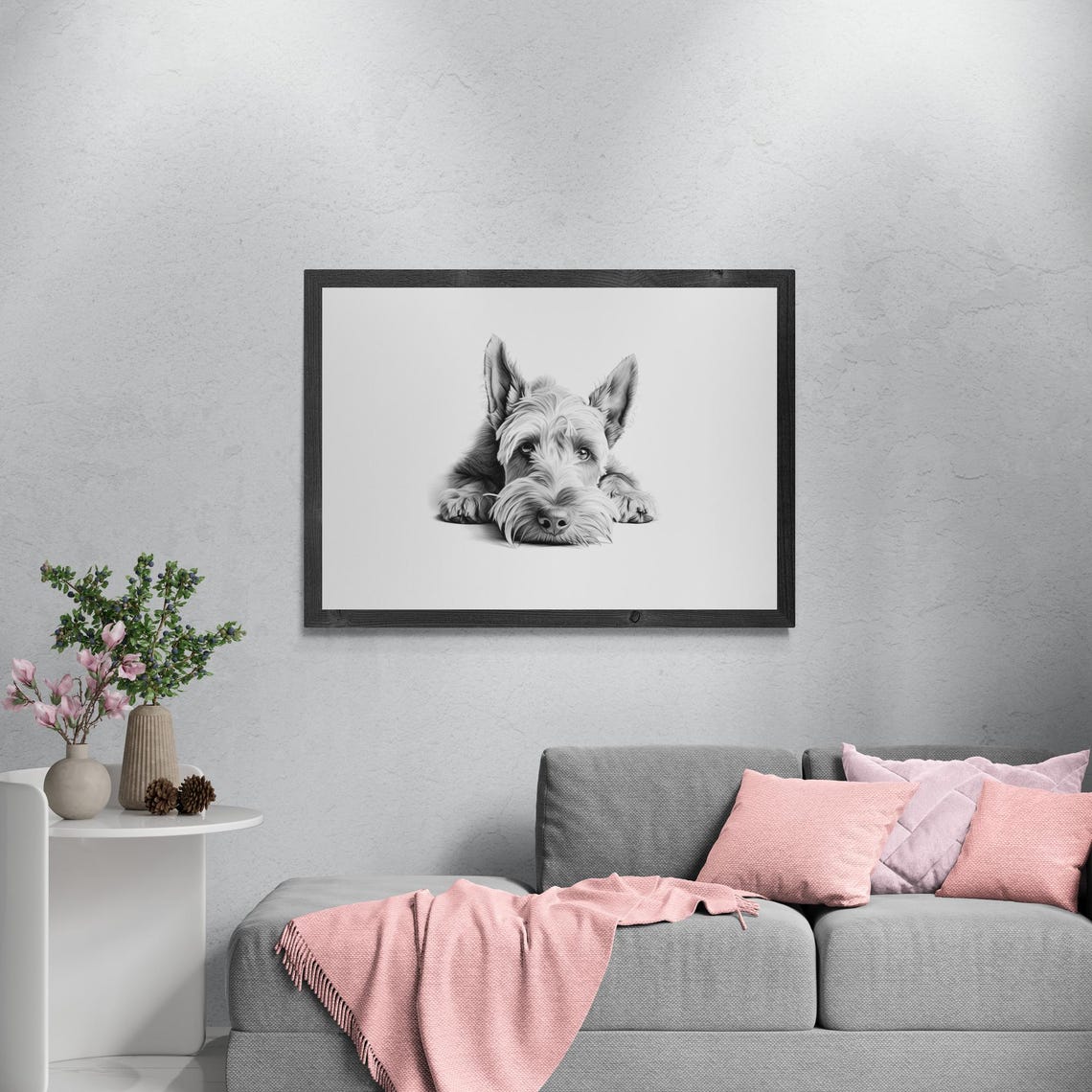 Scottish Terrier Puppy Scottie Wiry Beard Pencil Sketch Portrait Print - Image 3