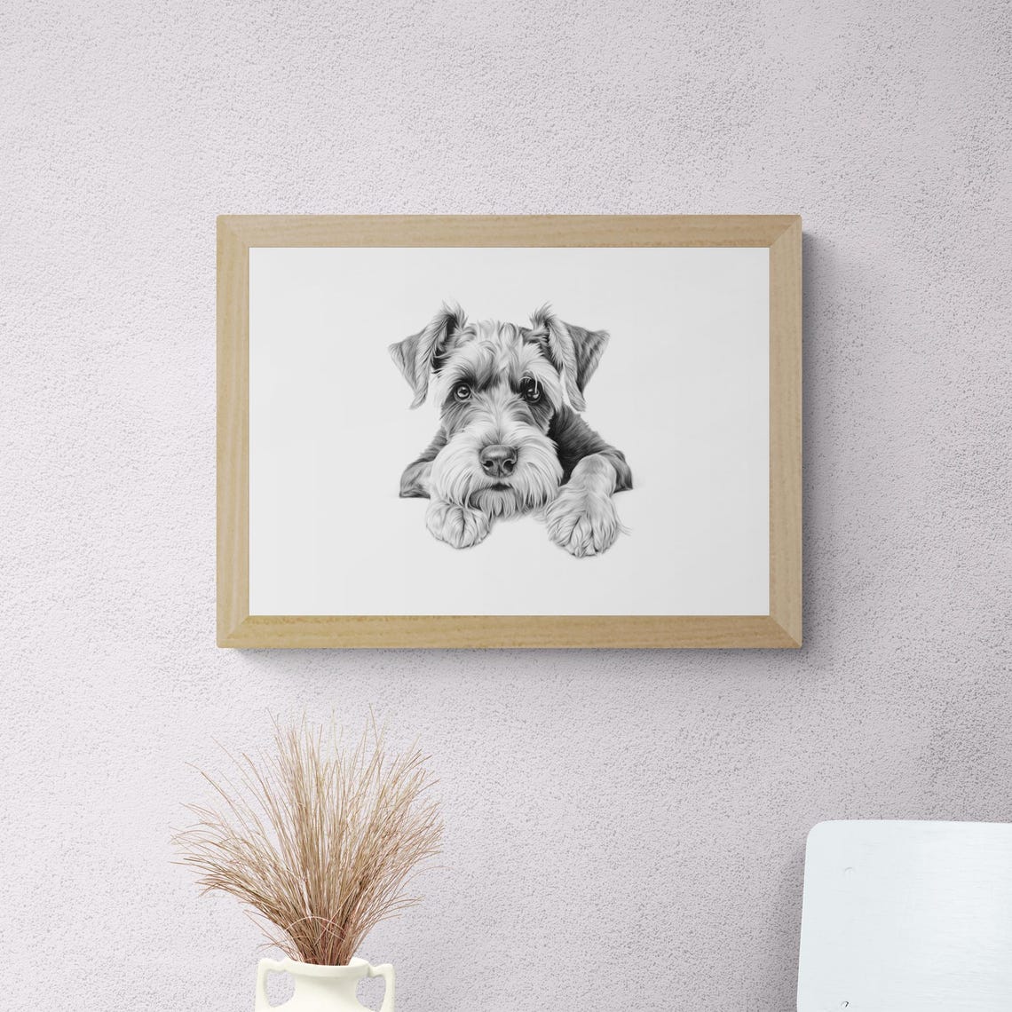 Schnauzer Bearded Face Puppy Sketch Lying Down Vintage Dog Poster - Image 2