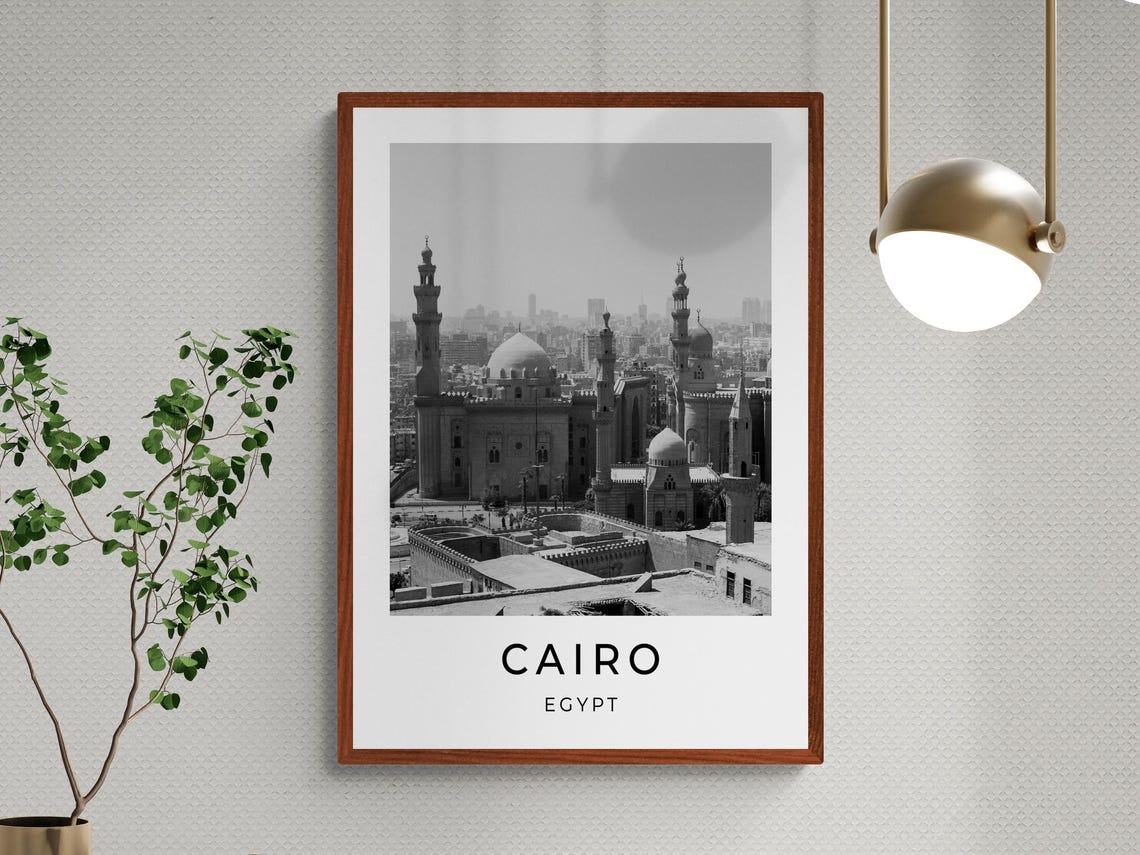 Cairo Egypt Islamic Domes Minarets Old City Black White Travel Poster - Image 3