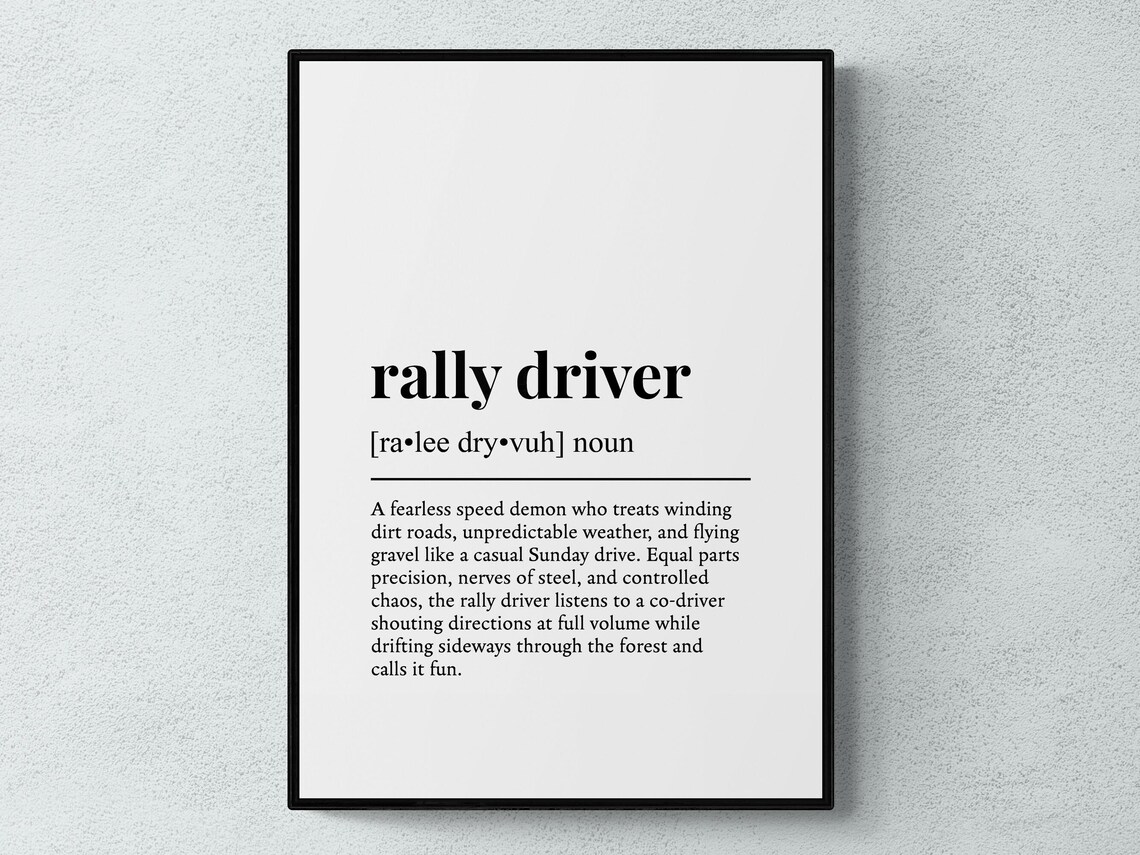 Rally Driver Funny Definition Sport Gift Art Print