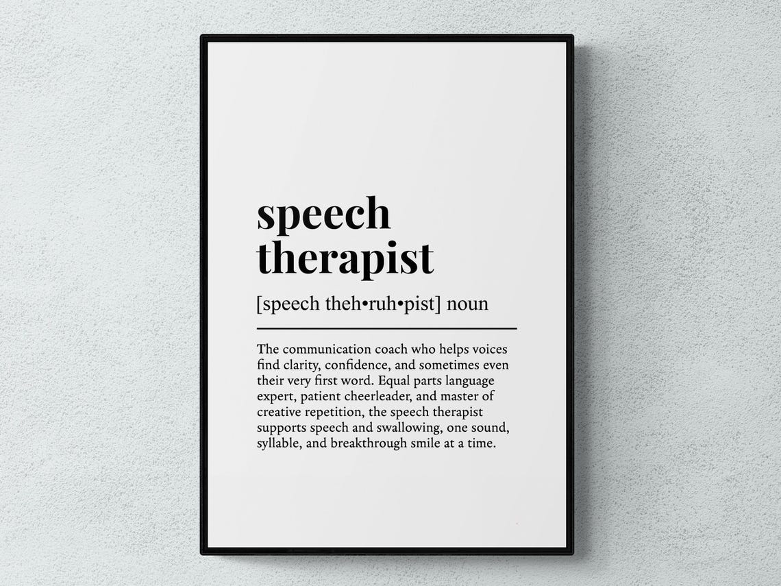 Speech Therapist Funny Definition Job Work Gift Wall Art Print