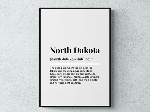 North Dakota Definition Quote Poster Prairie State Gift Decor