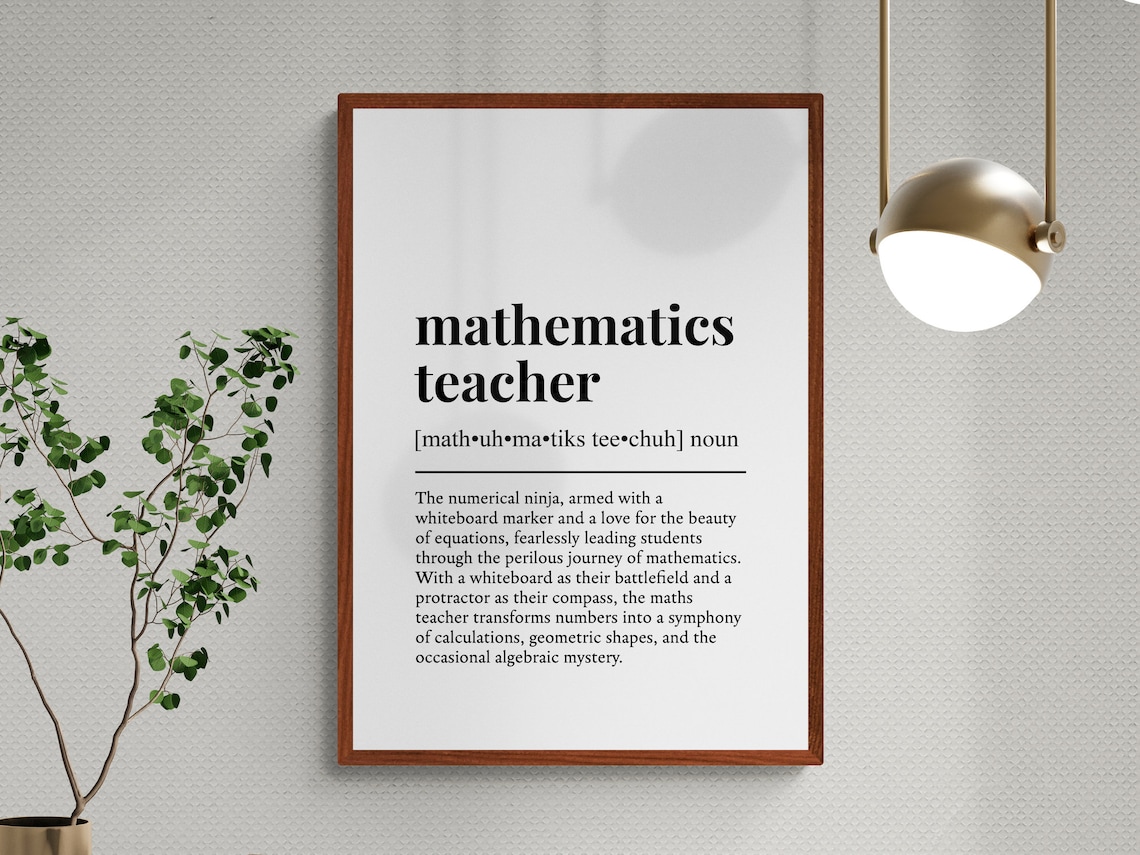 Mathematics Teacher Funny Definition Job Work Gift Wall Art Print - Image 3