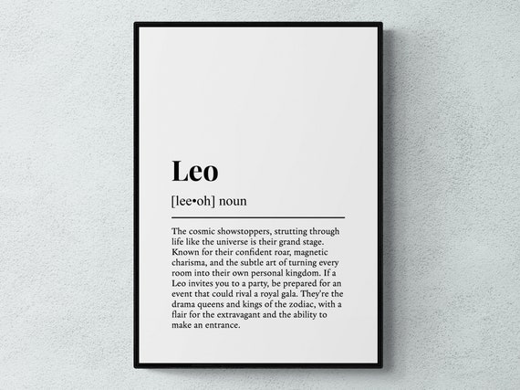 Leo Zodiac Sign Funny Definition Astrology Gift Wall Art Print