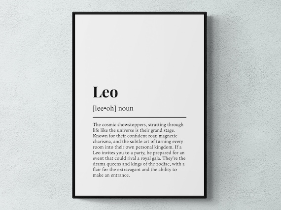 Leo Zodiac Sign Funny Dictionary Definition Typography Poster
