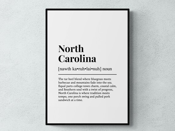 North Carolina Funny Dictionary Definition Tar Heel State Poster