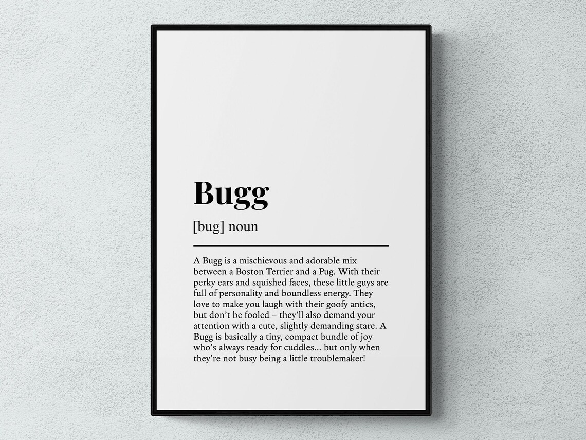 Bugg Funny Definition Dog Wall Art Print
