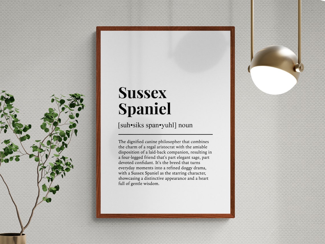 Sussex Spaniel Dog Dictionary Definition Black White Humor Poster - Image 3