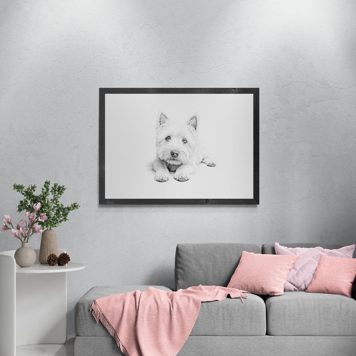 West Highland White Terrier Puppy Sketch Vintage Style Dog Poster - Image 3
