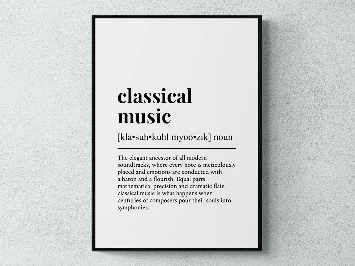 Classical Music Dictionary Definition Minimalist Typography Poster