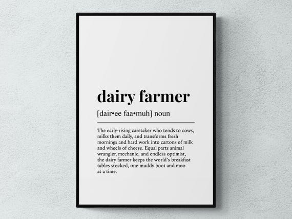 Dairy Farmer Funny Definition Typography Art Print