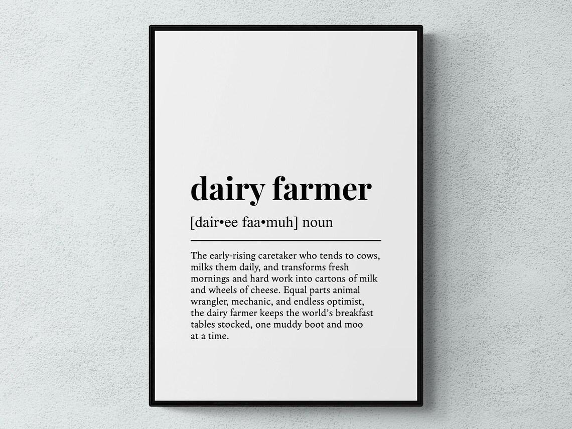 Dairy Farmer Funny Definition Typography Art Print