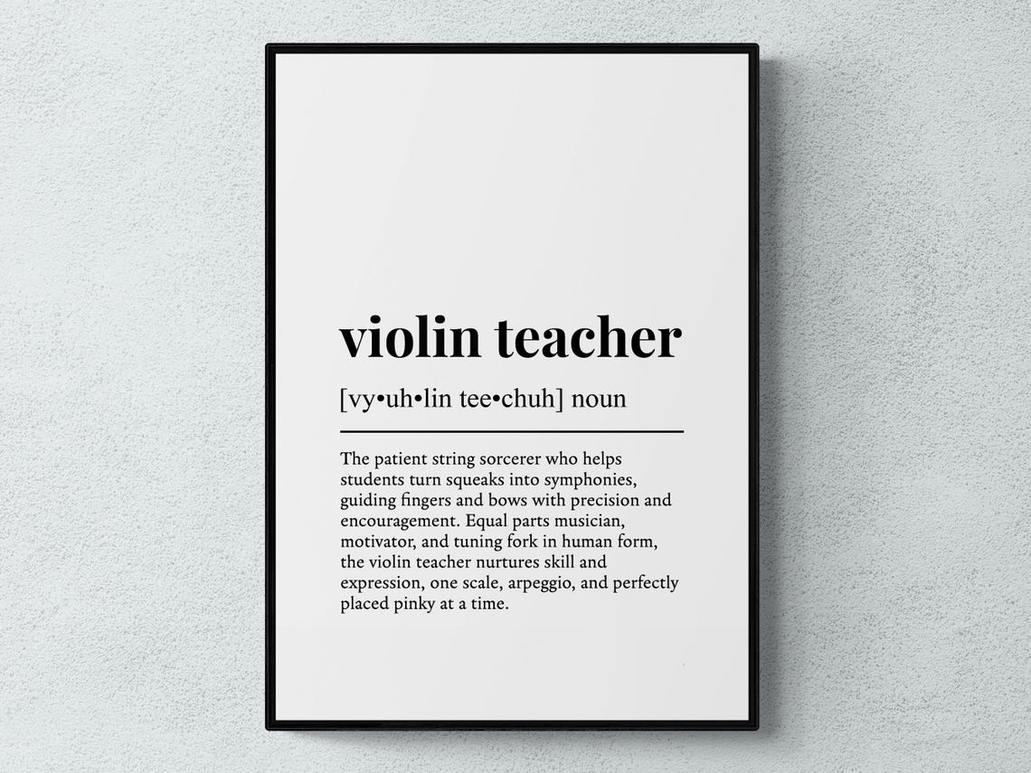Violin Teacher Dictionary Definition Music Educator Gift Poster