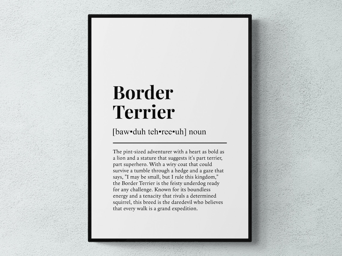Border Terrier Dog Funny Definition Wall Art Print