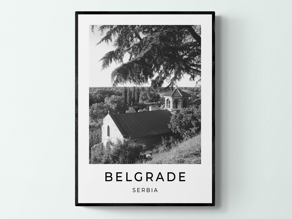 Belgrade Serbia Hilltop Chapel Kalemegdan Fortress Monochrome Poster