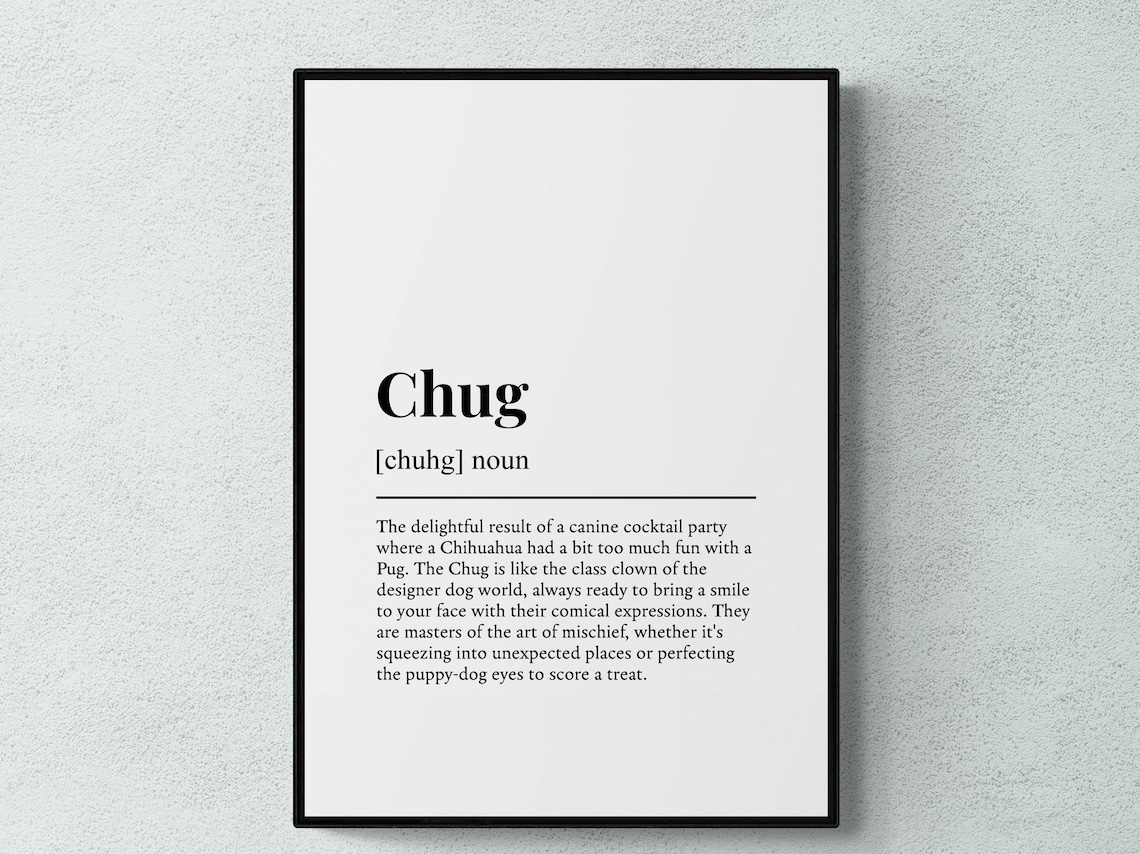 Chug Funny Definition Dog Wall Art Print