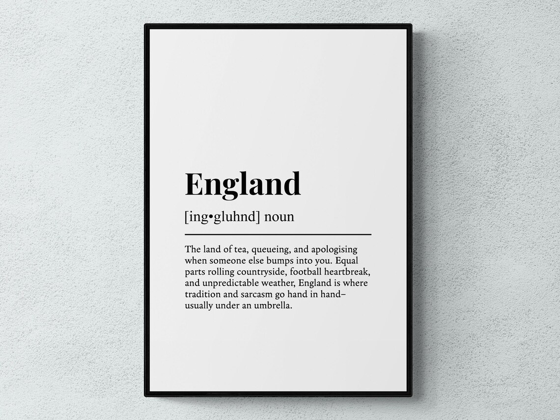 England Funny Definition Travel Poster, Uk Gift