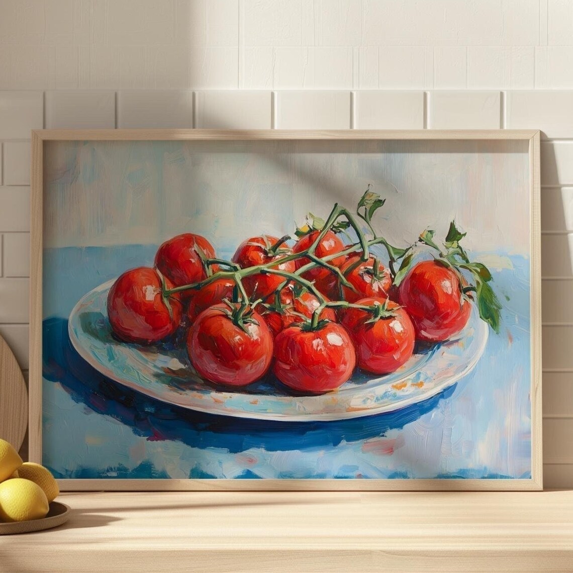 Red Tomatoes on the Vine Oil Painting Kitchen Still Life Poster - Image 4