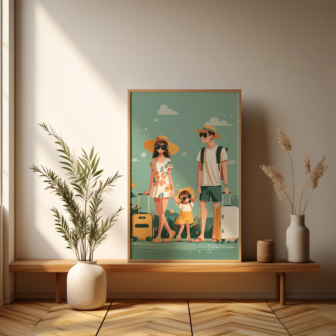 Happy Family Vacation Travel Adventure Colorful Illustration Poster - Image 3