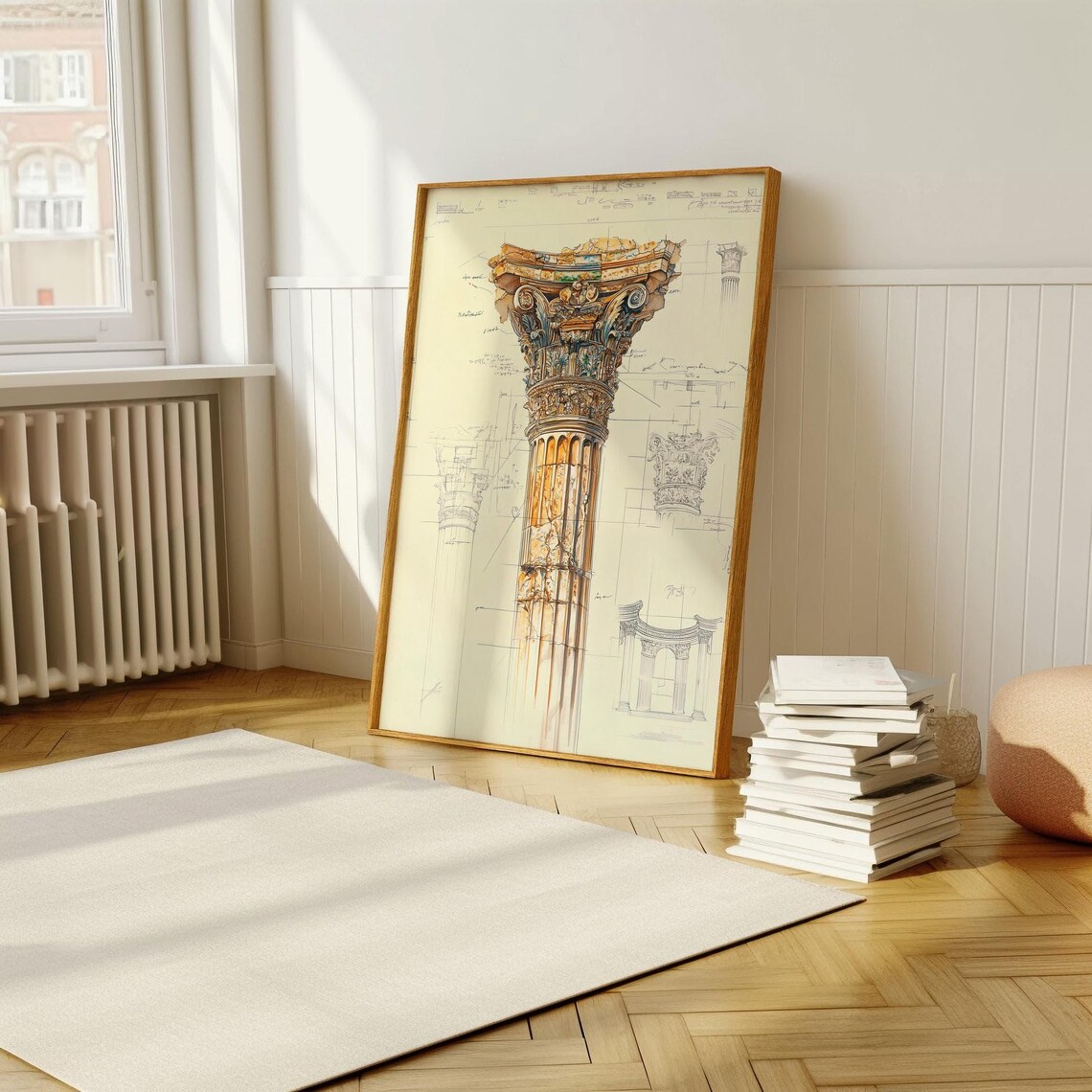Architectural Column Blueprint Art Print, Study Decor - Image 5