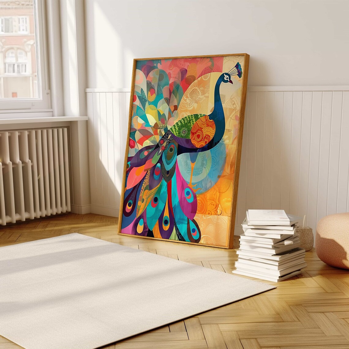 Peacock Abstract Art Print, Vibrant Home Decor - Image 5