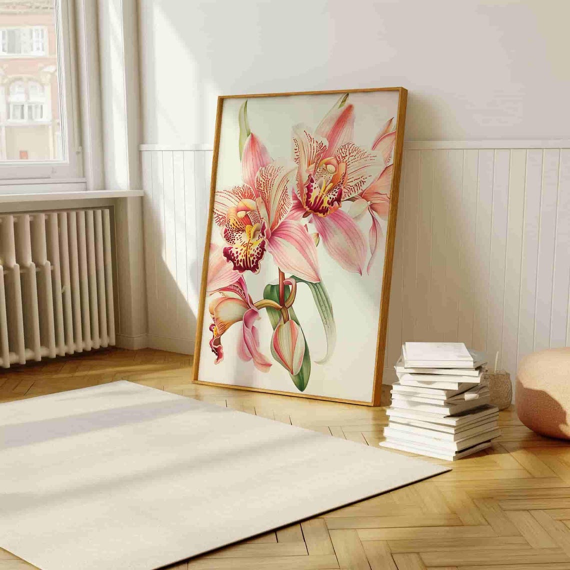 Blush Pink Orchid Botanical Illustration Elegant Wall Poster - Image 4