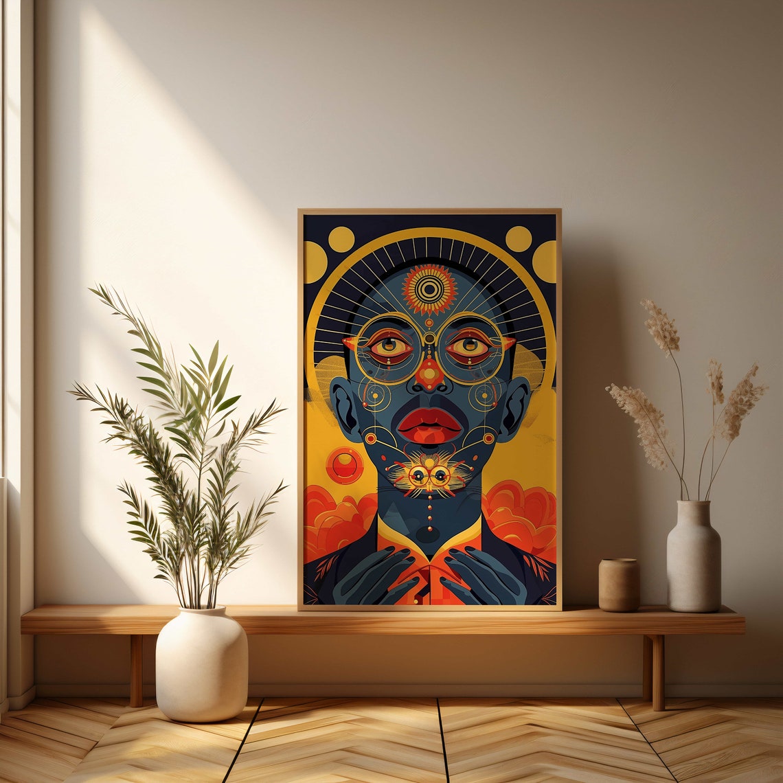 Cosmic Celestial Portrait Mystical Psychedelic Abstract Art Poster - Image 3