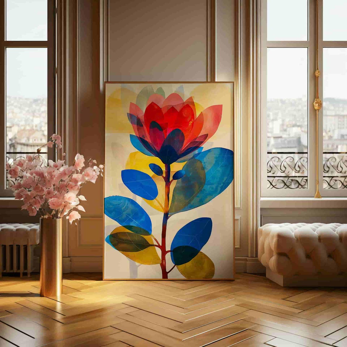 Vibrant Floral Abstract Art Poster Modern Botanical Decor With Bold Colors And Layered Textures Perfect For Home Aesthetics - Image 2