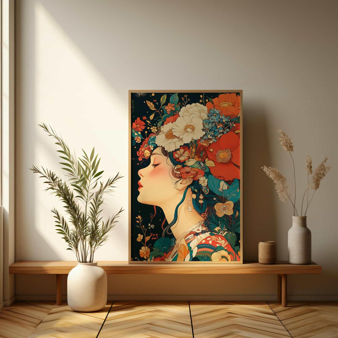 Boho Floral Beauty, Whimsical Illustrated Art Print - Image 3