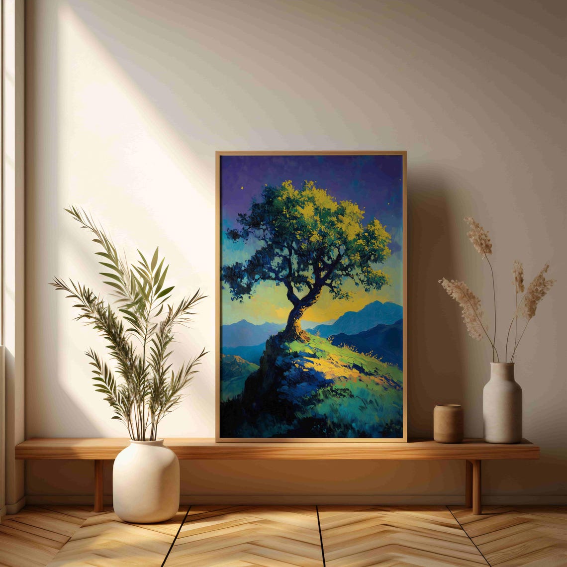 Majestic Tree In Mountains Poster Impressionist Landscape Art Print - Image 3