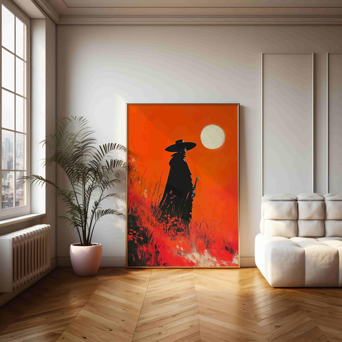 Western Sunset Poster Unique Cowboy Silhouette In Vibrant Style - Image 2
