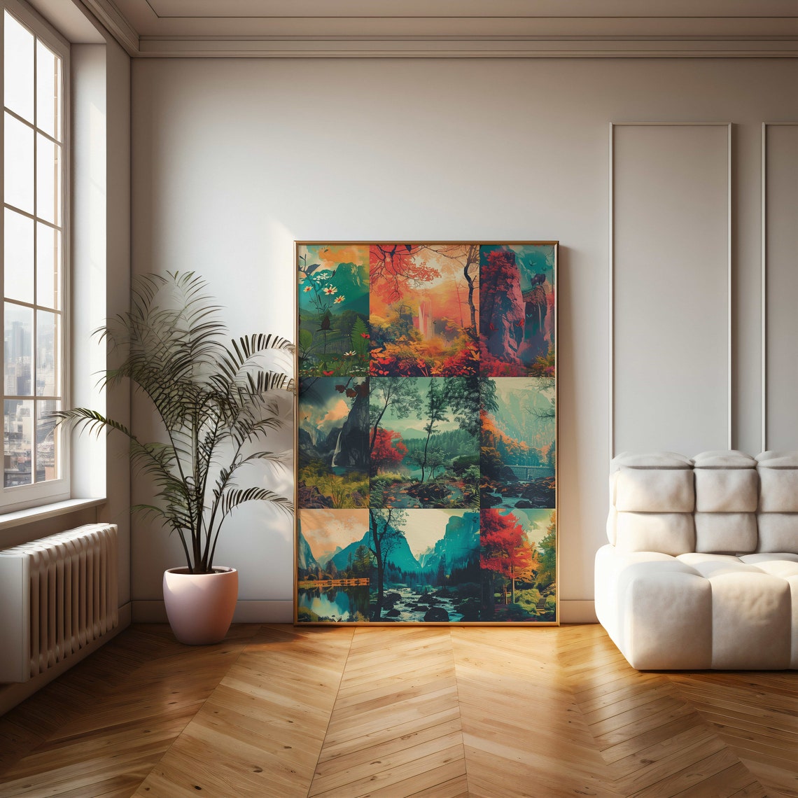 Nine Panel Scenic Nature Landscape Rustic Collage Art Poster - Image 2