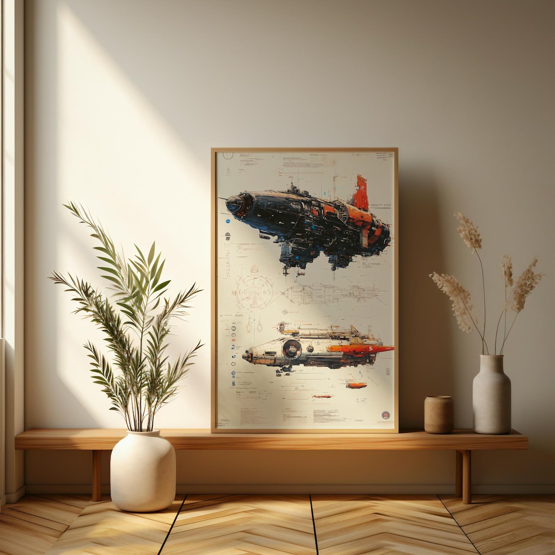Futuristic Spacecraft Blueprint, Sci-Fi Art Print - Image 3